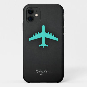 Capa Para iPhone Da Case-Mate Turquesa; Avião Verde Azul