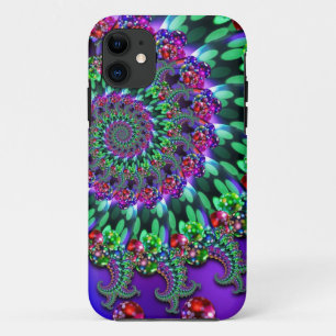 Capa Para iPhone Da Case-Mate Turquesa do roxo do Fractal de Bokeh