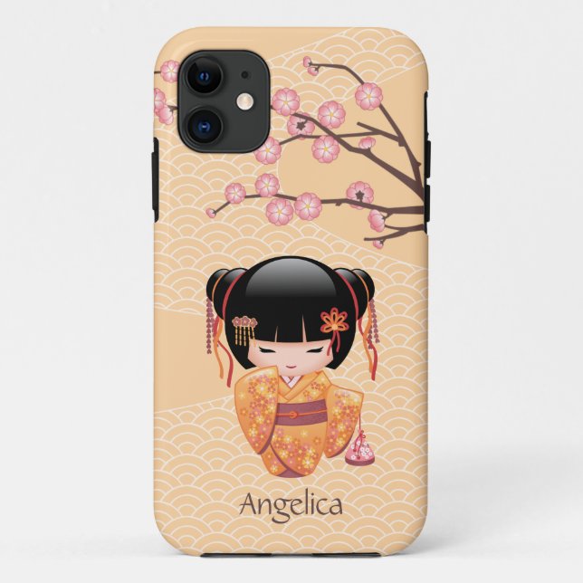 Capa Para iPhone Da Case-Mate Ume Kokeshi Doll - Rapariga Peach Geisha Japonesa (Verso)