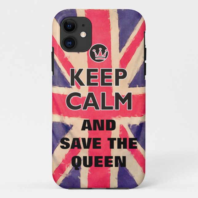 Capa Para iPhone Da Case-Mate Union JACK FLAG grunge / MANTENHA CALM + seu texto (Verso)