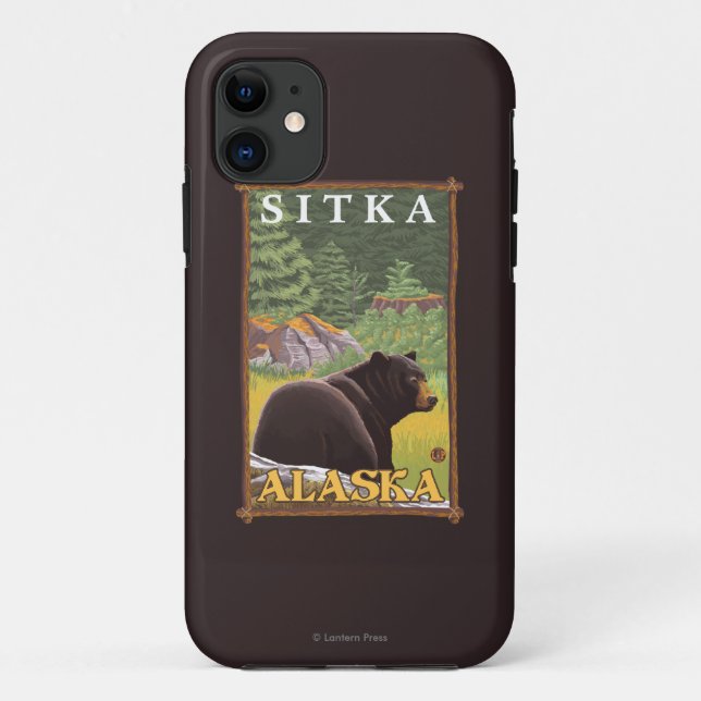 Capa Para iPhone Da Case-Mate Urso Negro em Floresta - Sitka, Alasca (Verso)