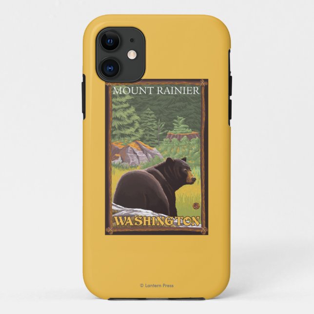 Capa Para iPhone Da Case-Mate Urso preto na floresta - o Monte Rainier, (Verso)