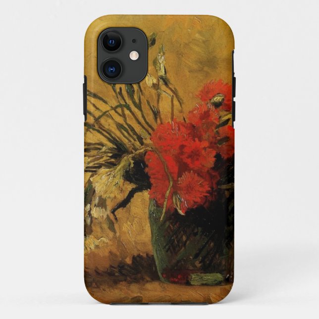 Capa Para iPhone Da Case-Mate Vase com cravos vermelhos e brancos (Verso)