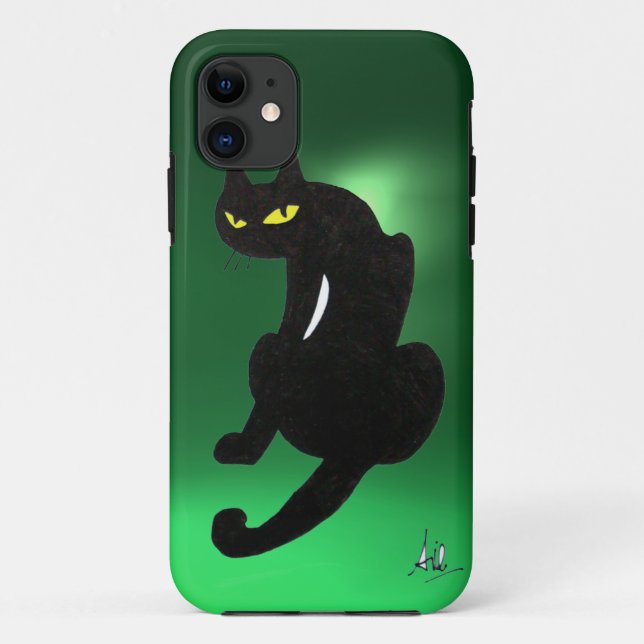 Capa Para iPhone Da Case-Mate verde-CAT PRETO (Verso)