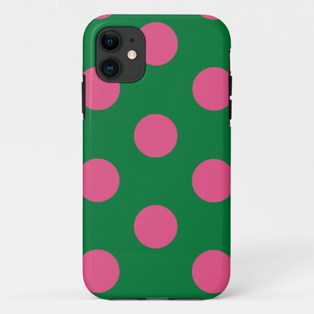 Capa Para iPhone Da Case-Mate Verde e rosa Bolinhas de caixa branca (Verso)
