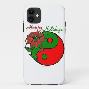 Capa Para iPhone Da Case-Mate Vermelho do verde da poinsétia de Yin Yang do