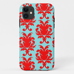 Capa Para iPhone Da Case-Mate vermelho e aqua adorável damasco formal