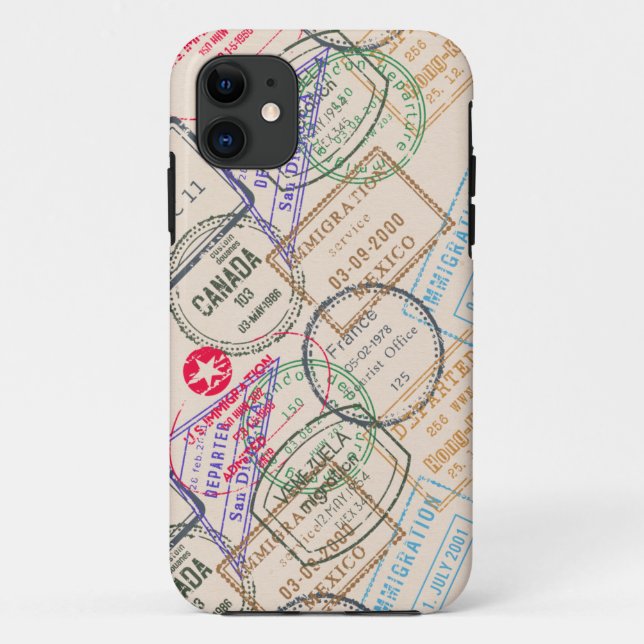 Capa Para iPhone Da Case-Mate Viagem de Carimbos do Passport (Verso)