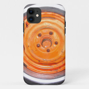 Capa Para iPhone Da Case-Mate Vintage de Junk Yard Roda, preto e branco alaranja