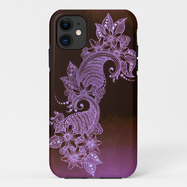Capa Para iPhone Da Case-Mate violet henna mehndi floral (Verso)