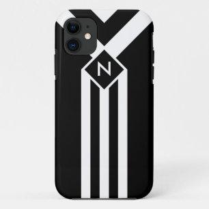 Capa Para iPhone Da Case-Mate White Stripes e Chevrons a preto com monograma