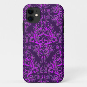 Capa Para iPhone Da Case-Mate Wildflowers do damasco, metal gravado no roxo