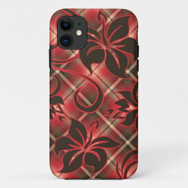Capa Para iPhone Da Case-Mate Xadrez havaiana do hibiscus de Mauna Loa (Verso)