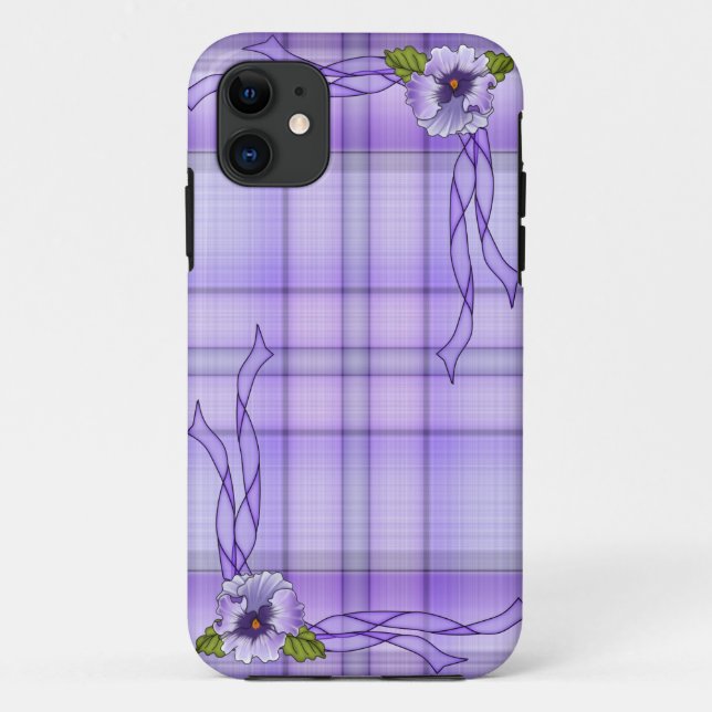 Capa Para iPhone Da Case-Mate Xadrez Pansy Roxo (Verso)