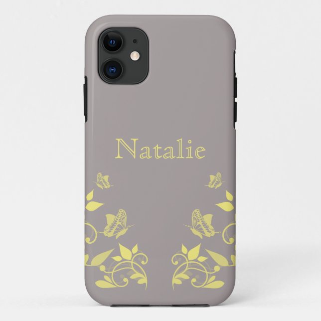 Capa Para iPhone Da Case-Mate Yellow Butterfly Floral BT iPhone 5 Case (Verso)