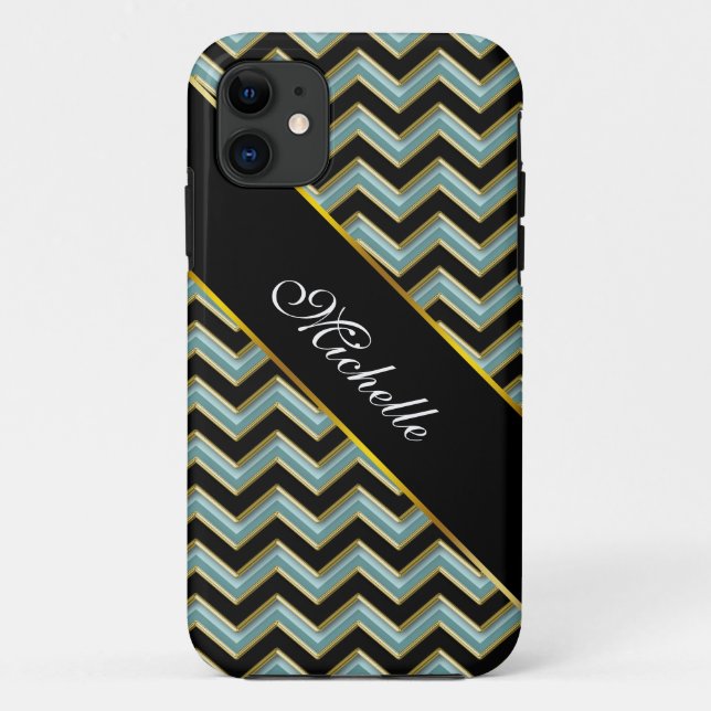 Capa Para iPhone Da Case-Mate ZigZag preto-e-Dourado (Verso)