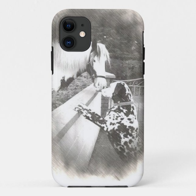 Capa Para iPhone Da Case-Mate Zorra do cão de Dalmation com cavalo (Verso)