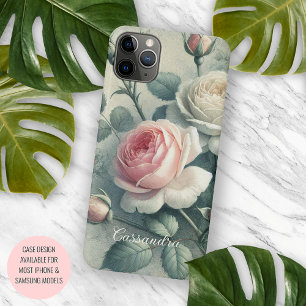 Capa Para iPhone Desenho Botânico Clássico Rosas de Belas Artes