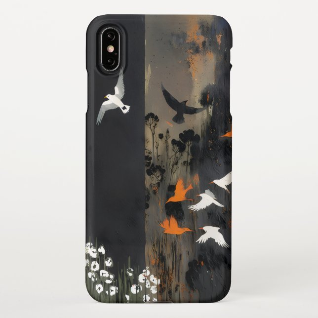 Capa Para iPhone Design de Aves e Flores Artísticas (Verso)