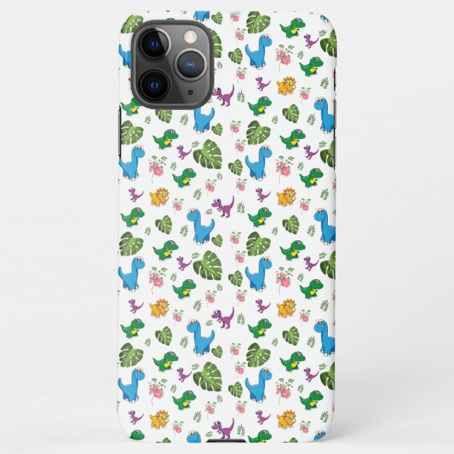 Capa Para iPhone Dinossauro engraçado, folhas (Verso)