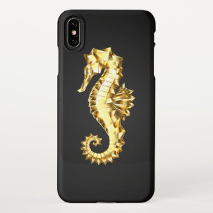 Capa Para iPhone Dourado Cavalo de Mar Poligonal