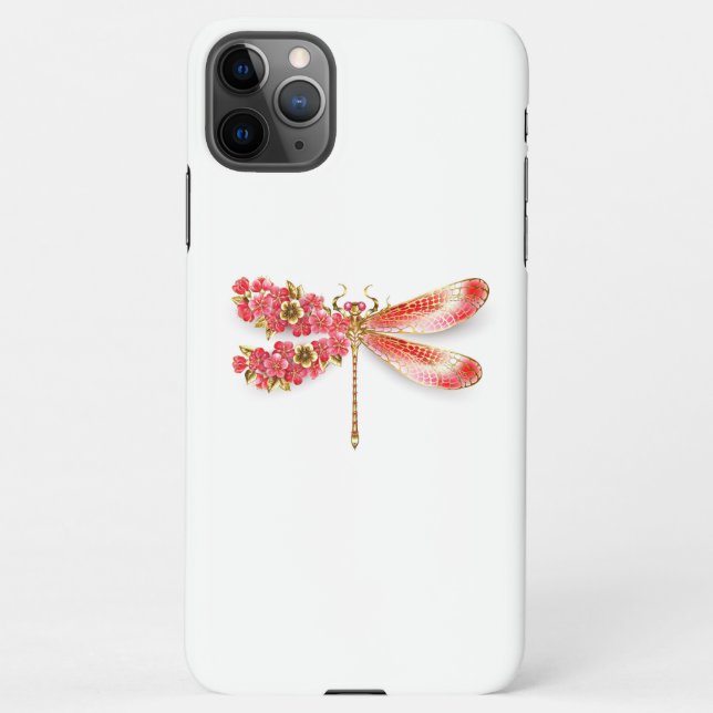 Capa Para iPhone Dragonfly com joalheria sakura (Verso)