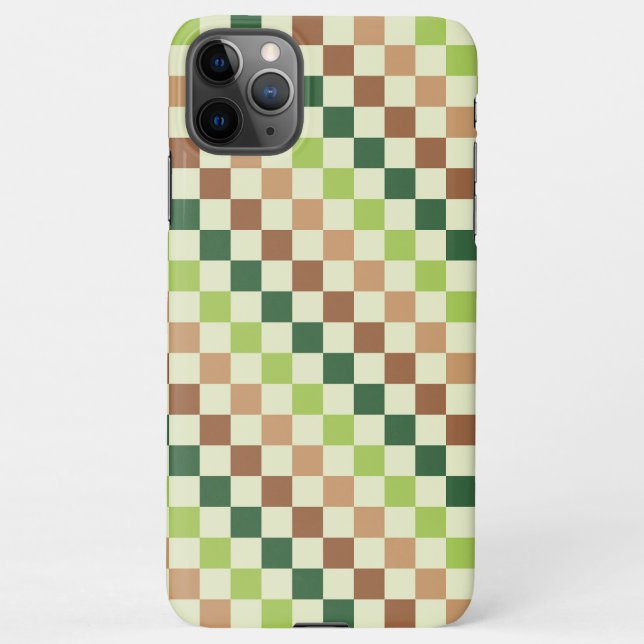 Capa Para iPhone Earthy rainbow diagonal checkerboard pattern (Verso)