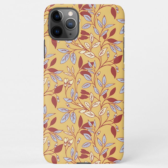 Capa Para iPhone Elegant Floral Pattern with Red and Blue Leaves (Verso)