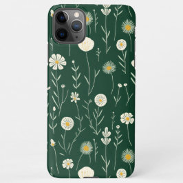 Capa Para iPhone Elegant Wildflower Pattern on Dark Green 