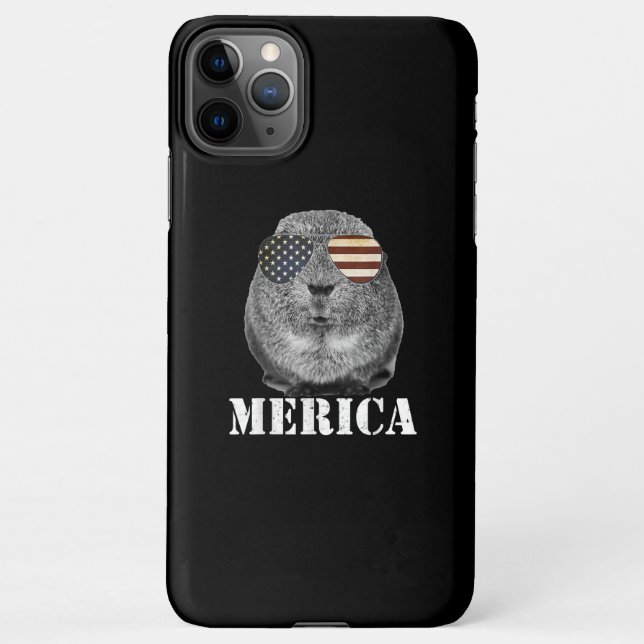 Capa Para iPhone Engraçado Guiné Pig Merica Óculos de Bandeira Patr (Verso)