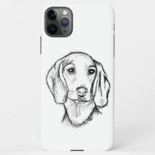 Capa Para iPhone esboço desenhado pela mão preto, cachorrinho branc