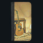 Capa Carteira Para iPhone 8/7 Acoustic guitar player gift<br><div class="desc">This vintage guitar artwork is suitable for guitar players who love playing guitar. it can be given as a gift for a boyfriend,  girlfriend,  or dad on a birthday,  father's day,  or valentine's day. The retro design features cool vintage Acoustic guitar player gift</div>