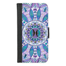 Caixa roxa da carteira do iPhone da mandala dos