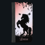 Capa Carteira Para iPhone 8/7 Plus Caligrafia rosa-de-leão-preto<br><div class="desc">Em um jardim rosa. Silhueta excelente de flores silvestres e borboletas voando como Um garanhão preto está criando</div>