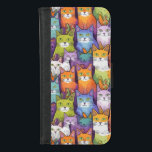 Capa Carteira Para iPhone 8/7 Carteira telefônica para mulheres de gato bonito<br><div class="desc">Olá,  senhoras do Cat! Arrefece felinos. Uma multidão de gatos bonitinha no iphone cobrir/ carteira telefônica.</div>