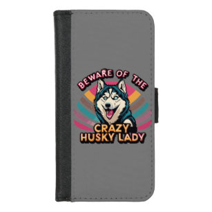 Capa Carteira Para iPhone 8/7 Cuidado com a Rouco louca Lady Funny Rouco Cachorr