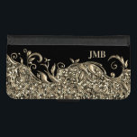 Capa Carteira Para iPhone 8/7 Dourado metálico, Floral e Preto<br><div class="desc">Mala Dourada Metálica e Mala Negra pronta para você personalizar. ⭐ Este produto é 100% personalizável. *****Clique no BOTÃO PERSONALIZAR para adicionar, excluir, mover, redimensionar, mudar ao redor, girar, etc... qualquer dos gráficos ou texto ou use as caixas de preenchimento. ⭐ 99% dos meus designs na minha loja são feitos...</div>