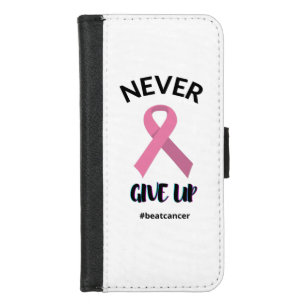 Capa Carteira Para iPhone 8/7 Nunca Desista Da Consciência Do Cancer Do Beat Can