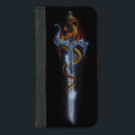 Capa Carteira Para iPhone 8/7 Plus Red Dragon Sword Fantasy<br><div class="desc">Um pequeno dragão vermelho sentado sobre uma espada com o rabo envolto em uma espada.</div>