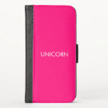 "Unicorn" - cor-de-rosa-quente minimalista<br><div class="desc">Caso de Wallet do iPhone X,  branco,  cor-de-rosa-quente minimalista "Unicorn"</div>