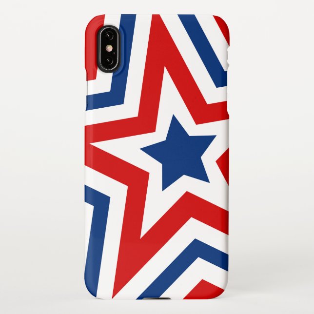 Capa Para iPhone Estrelas Patriotas Vermelhas, Brancas Azuis e Azui (Verso)
