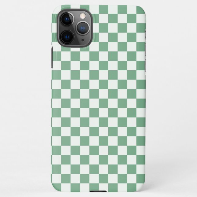 Capa Para iPhone Eucalyptus mist checkerboard pattern (Verso)