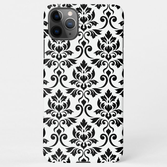 Capa Para iPhone Feuille Damask Lg Patterno Preto em Branco (Verso)