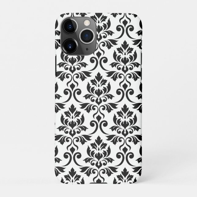 Capa Para iPhone Feuille Damask Lg Patterno Preto em Branco (Verso)