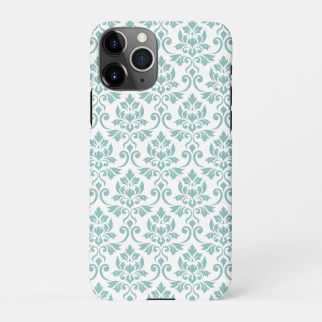 Capa Para iPhone Feuille Damask Teal Pattern (Verso)