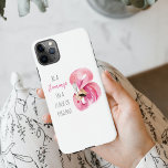 Capa Para iPhone Flamingo, Cor de Água Rosa Moderna, Com Citação<br><div class="desc">Flamingo,  Cor de Água Rosa Moderna,  Com Citação</div>