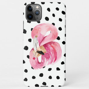 Capa Para iPhone Flamingo e pontos cor-de-água rosa moderna