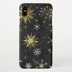 Capa Para iPhone Flocos de neve do Ouro Xmas em preto