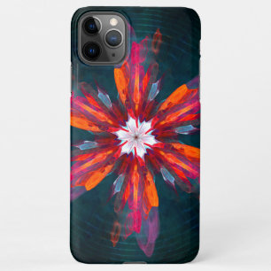 Capa Para iPhone Floral Flores de Mandala Laranja Vermelho Abstrato