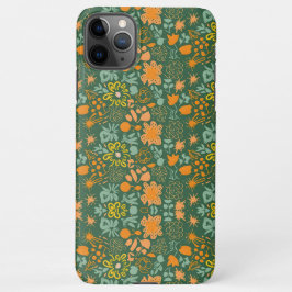 Capa Para iPhone Floral pattern on a dark green background 